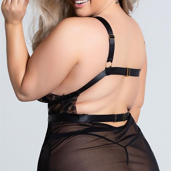 Arias Closet Özel Tasarım Büyük Beden Göğüs Altı Şeritli Askılı Fantezi Gecelik