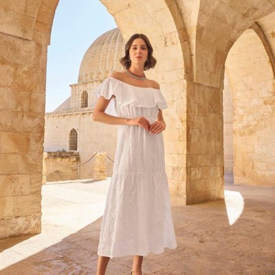 Arias Closet Pamuklu Kayık Yakalı Elbise