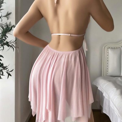 Arias Closet Pembe Kelebek İşlemeli Tül Fantezi Gecelik