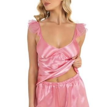 Arias Closet Pembe Saten Şort Takımı 9212