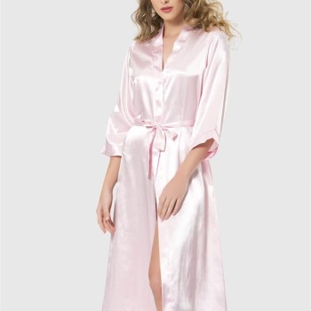 Arias Closet Pembe Uzun Saten Sabahlık