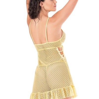 Arias Closet Sarı Kısa Tül Gecelik