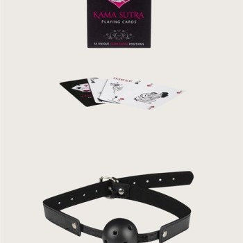 Arias Closet Sexy Görselli Oyun Kartı Kama Sutra Siyah Ağız Topu Set
