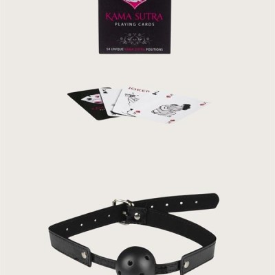 Arias Closet Sexy Görselli Oyun Kartı Kama Sutra Siyah Ağız Topu Set