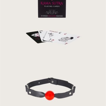 Arias Closet Sexy Görselli Oyun Kartı Kama Sutra Siyah Kırmızı Ağız Topu Set