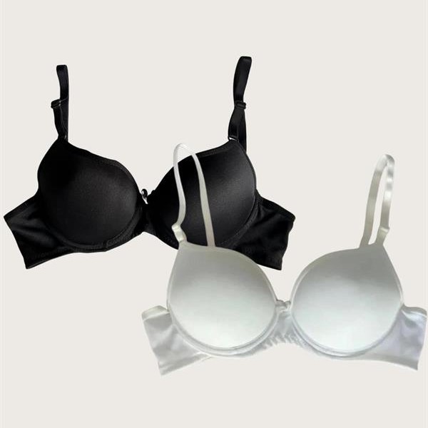 Arias Closet Siyah-Beyaz 2'Li Mikro Kumaş Push Up Dolgulu Balenli Günlük Destekli Sütyen