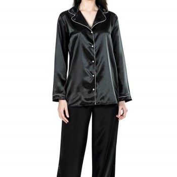 Aria's Closet Siyah İkili Saten Gecelik Pijama Takımı 7647