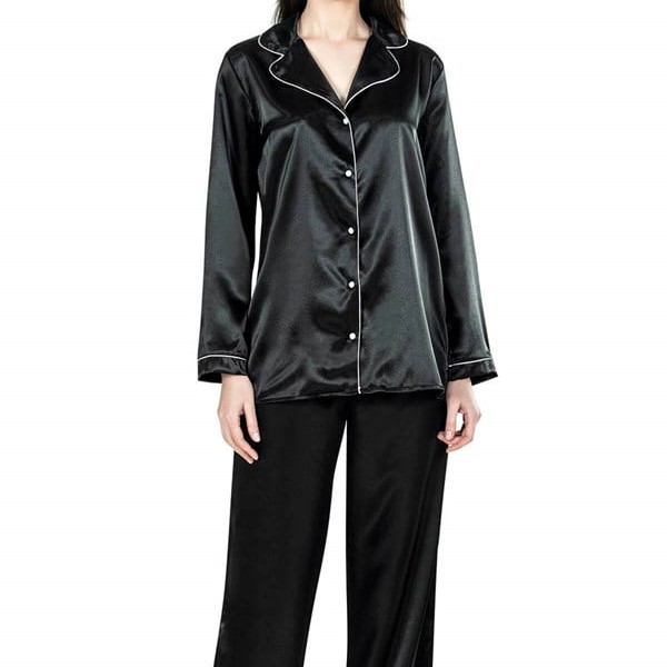 Aria's Closet Siyah İkili Saten Gecelik Pijama Takımı 7647