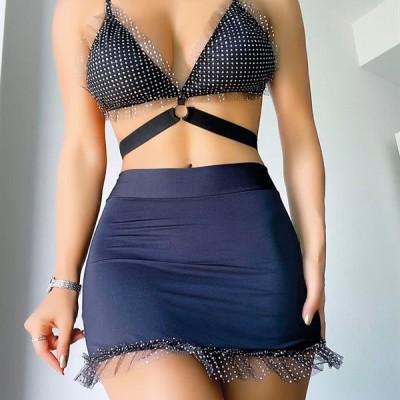 Arias Closet Siyah Mini Tül Detaylı Fantezi Elbise