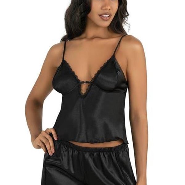 Arias Closet Siyah Saten Şort Takımı 9207