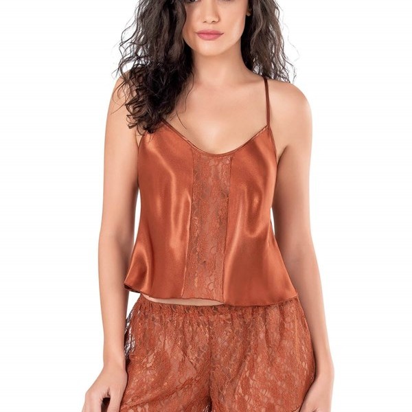 Arias Closet Tarçın Saten Babydoll Şort Takımı