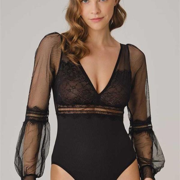 Arias Closet Tüllü Dantelli Uzun Kol Badi