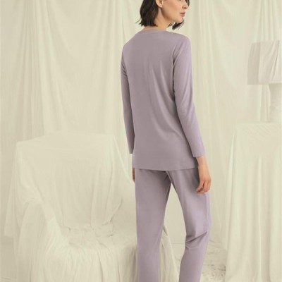 Arias Closet Uzun Kollu Boydan Düğmeli V Yaka Pijama Takımı