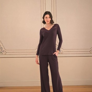 Arias Closet Uzun Kollu Ve Dantelli Pijama Takımı