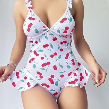 Arias Closet Vişne Desenli Fantezi Body