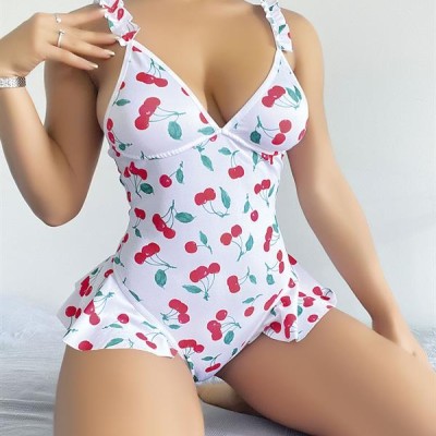 Arias Closet Vişne Desenli Fantezi Body
