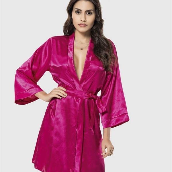 Arias Closet Vişne Kısa Saten Sabahlık