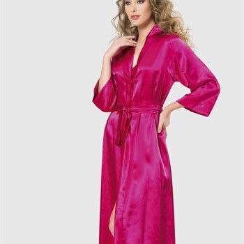 Arias Closet Vişne Uzun Saten Sabahlık