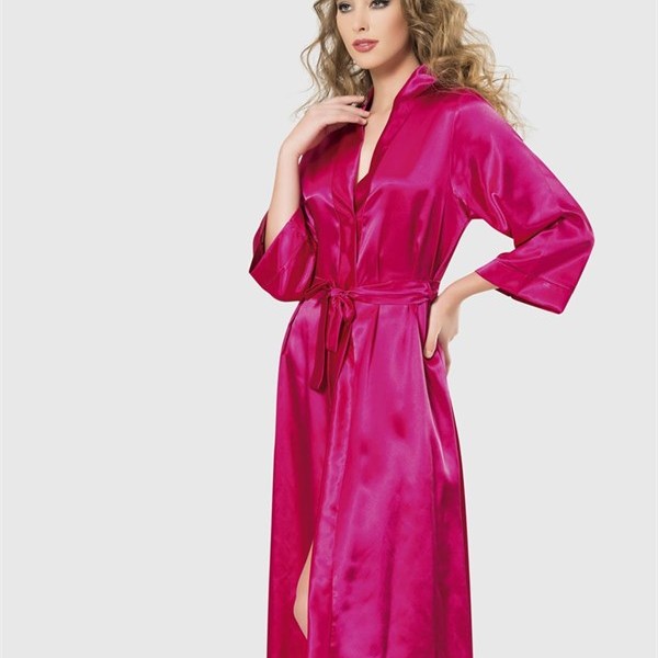 Arias Closet Vişne Uzun Saten Sabahlık