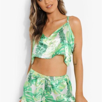 Arias Closet Yeşil Fırfırlı Şortlu Pijama Takımı