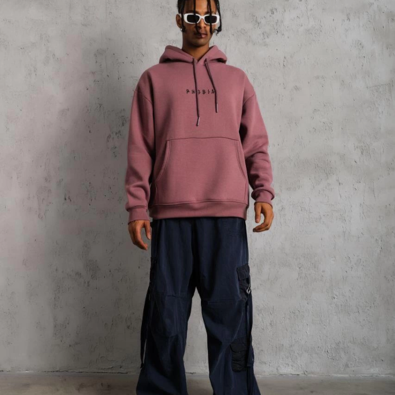 Astronot Baskılı Kapüşonlu Sweat - Gül Kurusu