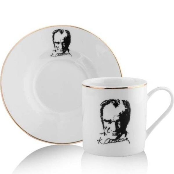 Atatürk Tasarımlı Porselen 2'li Kahve Seti