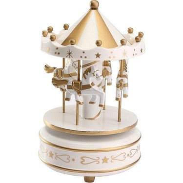 Atlı Karınca Müzik Kutusu Gold-Beyaz Renk 