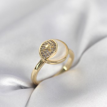 Ay Yıldız Model Gold Renk Zirkon Taşlı Kadın Yüzük