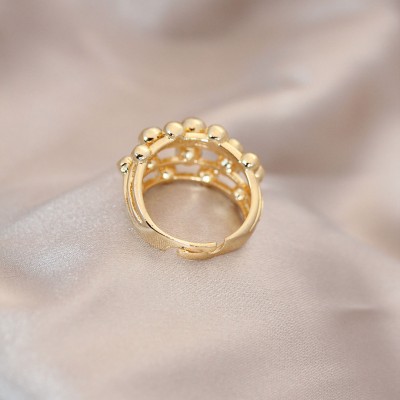 Ayarlamalı Gold Renk Metal Bombeli Boluncuk Model Yüzük