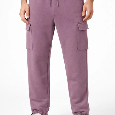 Baggy Üç İplik Kargo Cepli Eşofman Ayarlanabilir Paça Beli İpli Pantolon - Gül Kurusu