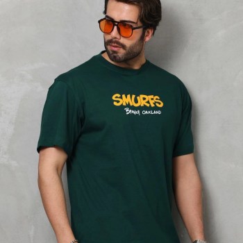 Basic Bisiklet Yaka Oversize T-Shirt - Yeşil -