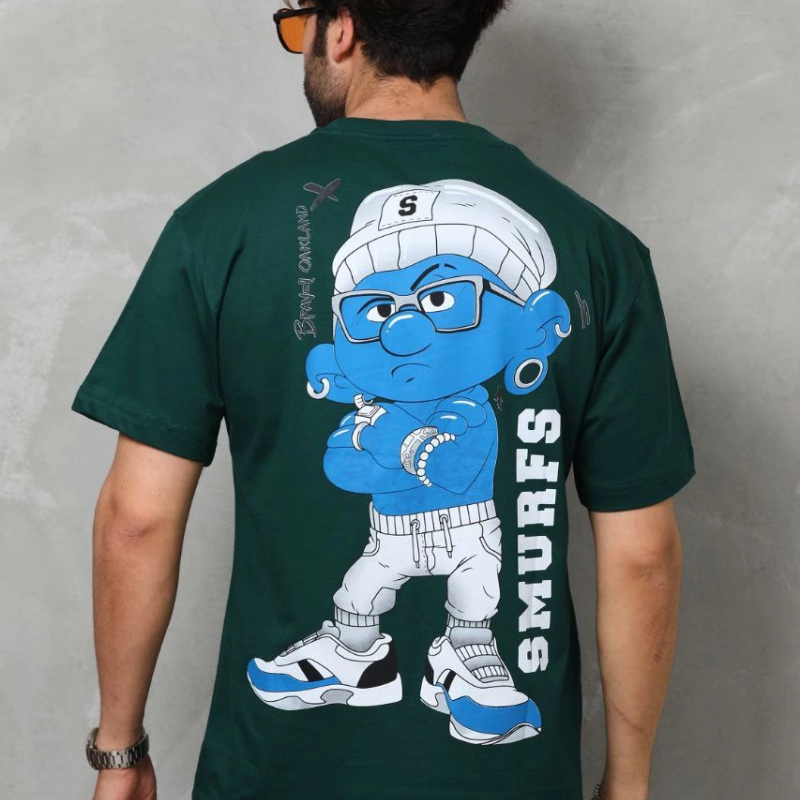 Basic Bisiklet Yaka Oversize T-Shirt - Yeşil -