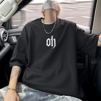 Baskı Oh   Oversive Tişört,Sporda ve Günlük Giyime Uygun - Siyah -