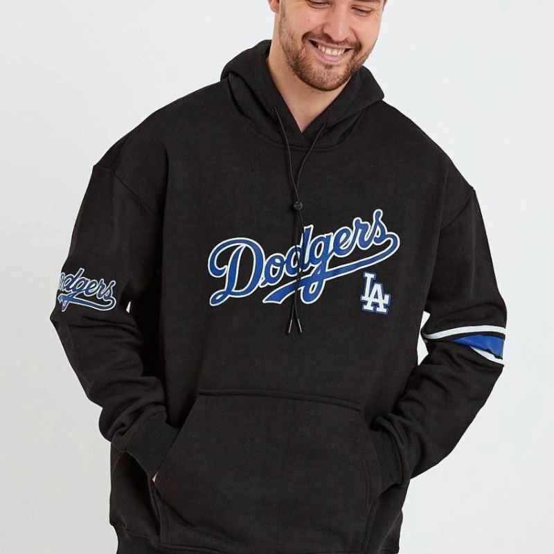 Baskılı Kapşonlu Üç iplik Oversize Sweatshirt - Siyah