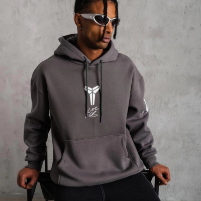 Baskılı Kapüşonlu Sweat - Gri