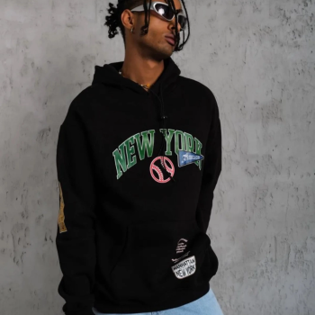 Baskılı Kapüşonlu Sweatshirt - Siyah -