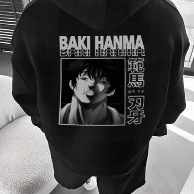 Baskılı Kapüşonlu ve Kordon İpli Sweat - Siyah -