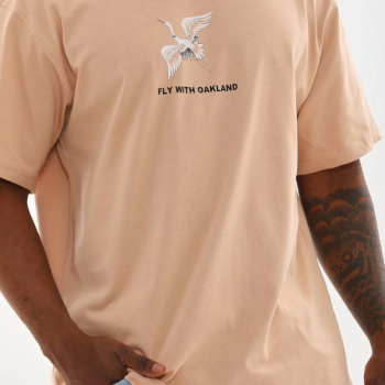 Baskılı Oversize T-Shirt - Bej -