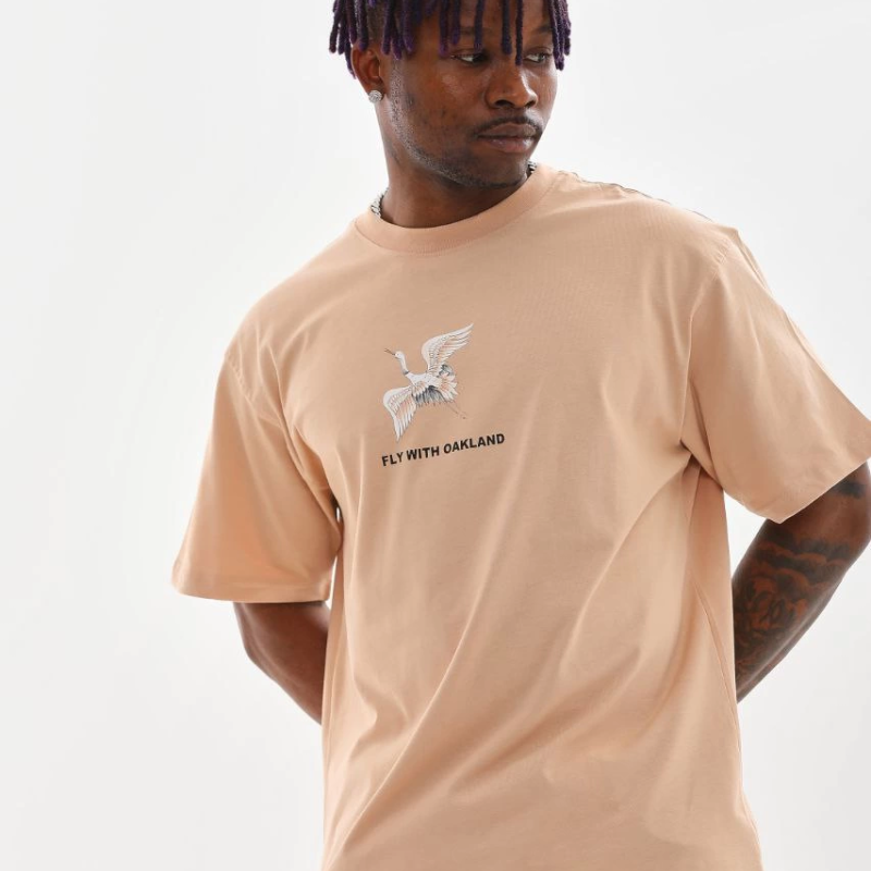 Baskılı Oversize T-Shirt - Bej -