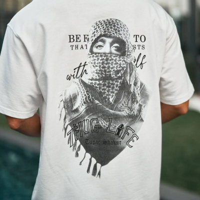 Baskılı Oversize T-Shirt - Beyaz -