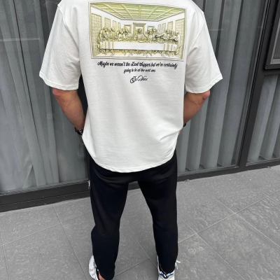 Baskılı Oversize T-Shirt - Beyaz -