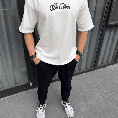 Baskılı Oversize T-Shirt - Beyaz -