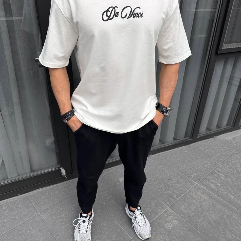 Baskılı Oversize T-Shirt - Beyaz -