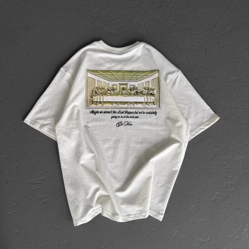 Baskılı Oversize T-Shirt - Beyaz -