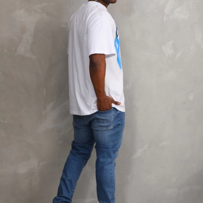 Baskılı Oversize T-Shirt - Beyaz -