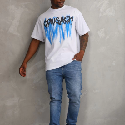 Baskılı Oversize T-Shirt - Beyaz -