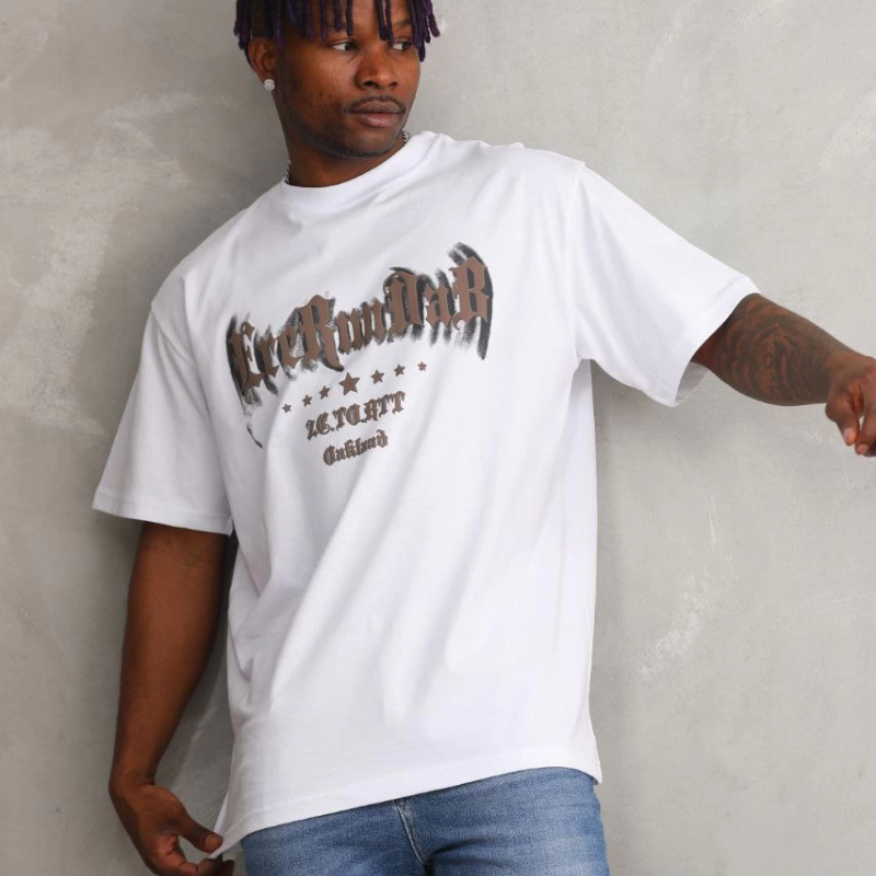 Baskılı Oversize T-Shirt - Beyaz -