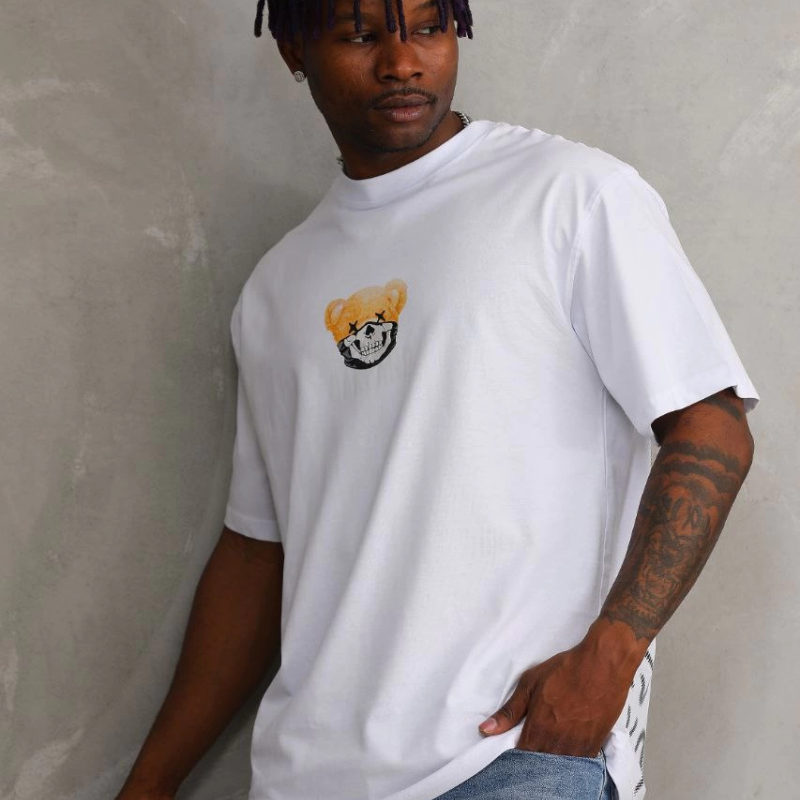 Baskılı Oversize T-Shirt - Beyaz -