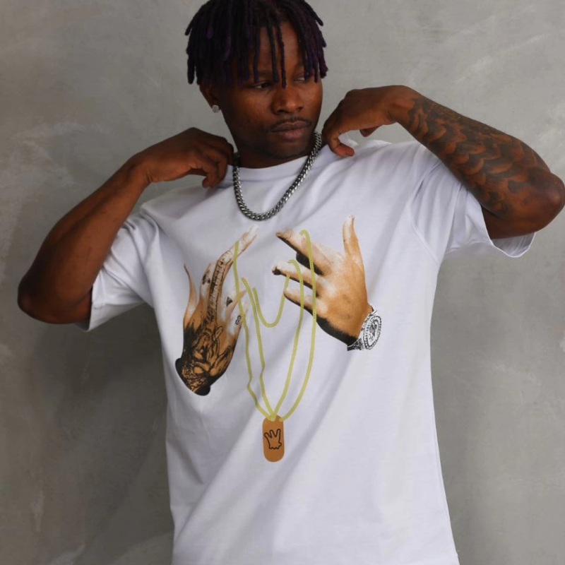 Baskılı Oversize T-Shirt - Beyaz -