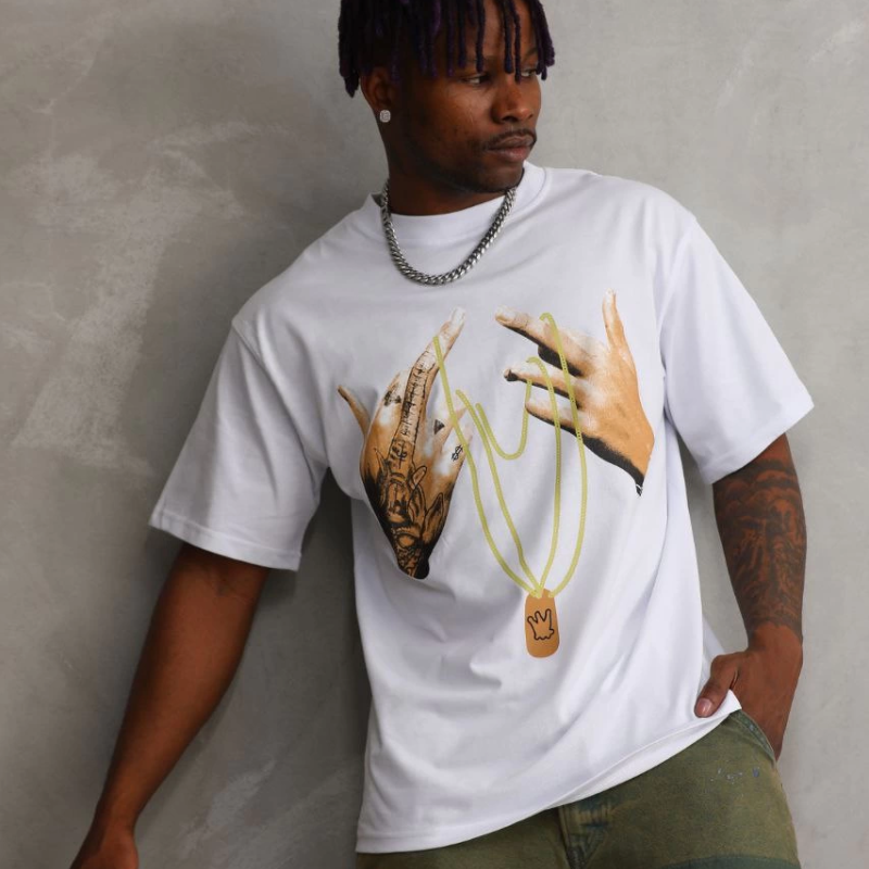 Baskılı Oversize T-Shirt - Beyaz -